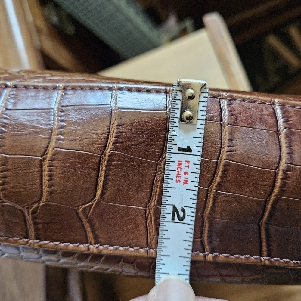 Vintage Cole Chocolate Brown Aux Crocodile Imprint Satchel Bag - Picture 15 of 16